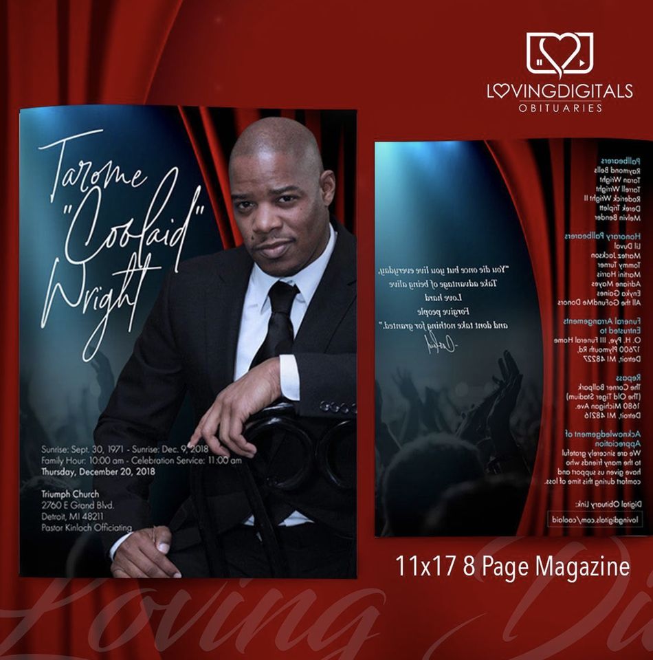 Dramatic program with a red stage curtain, spotlight and a portrait in a dark suit