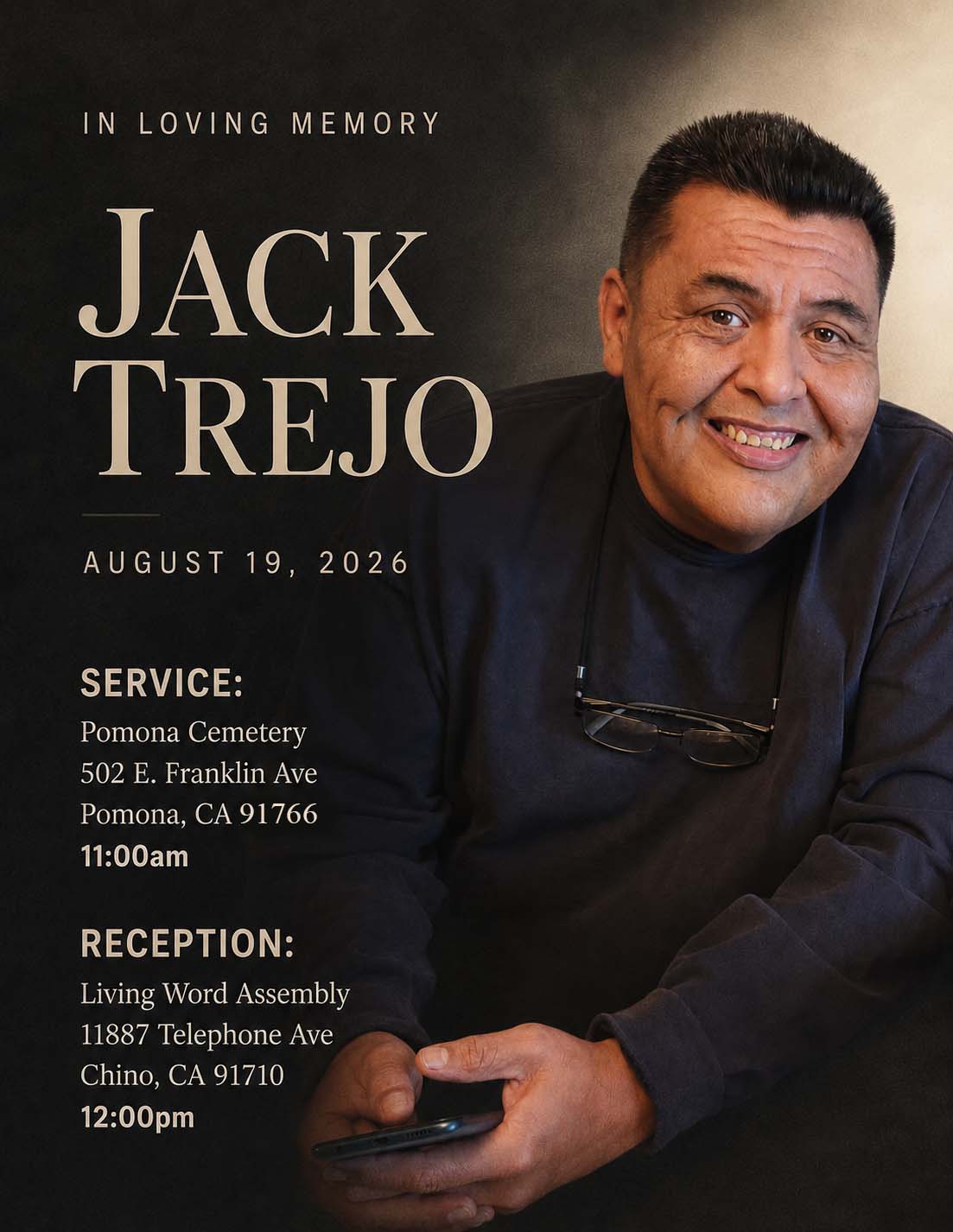 Announcement for Jack Trejo